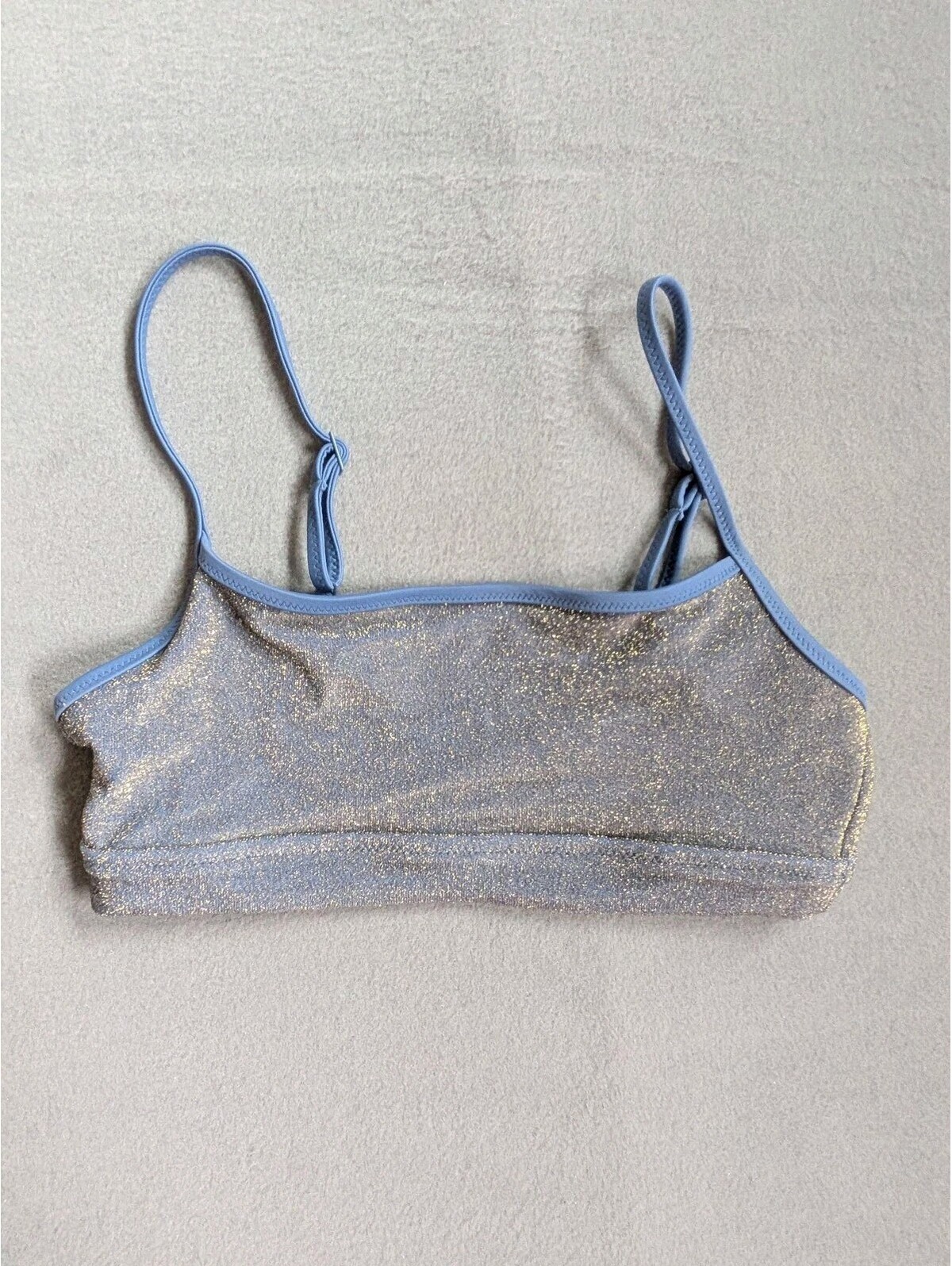 Aerie Swim Top Womens S Blue Glitter Bralette Adjustable Strap Upf 50 Swimwear